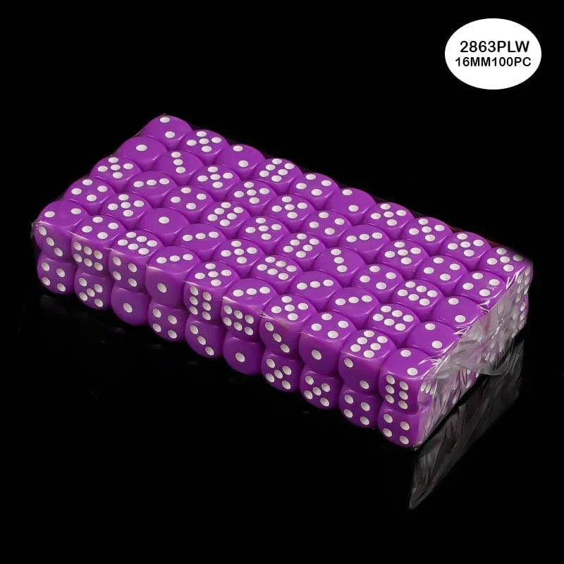 2863Plw Dice Purple White 100Pcs 16Mm