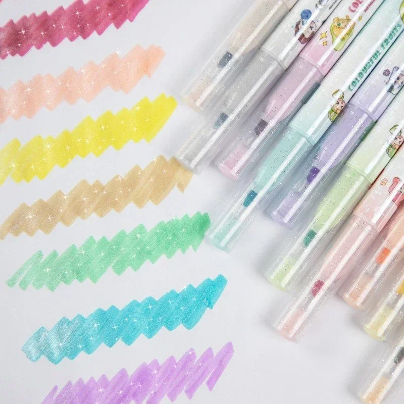Fruity Sweet Miki & Nini 6 in 1 Pack Metallic Glitter Highlighter pens