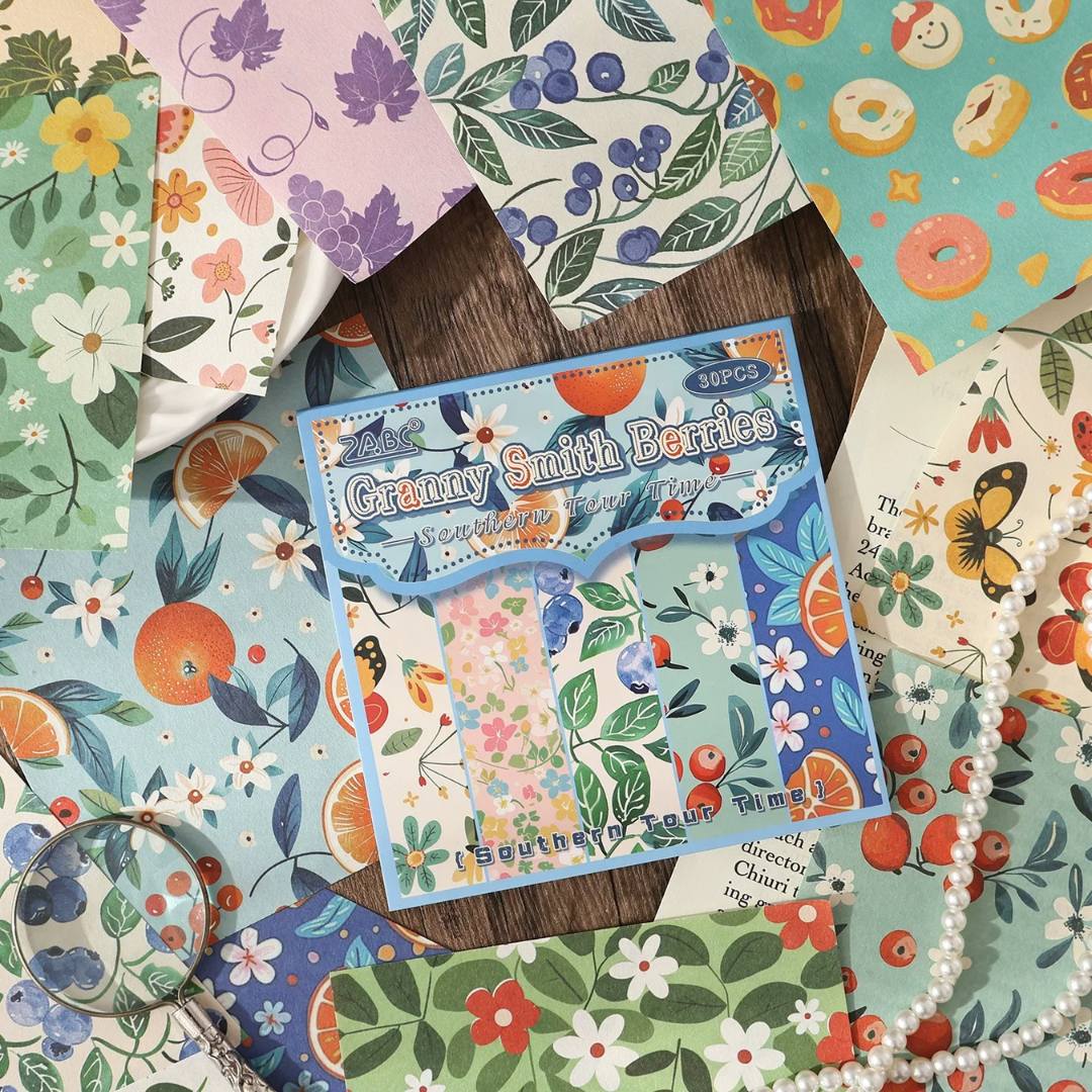 Premium Flower and trees Journaling paper l (12cm x 12cm) 30Pcs Flower Theme Background Texture Paper Pack of 1