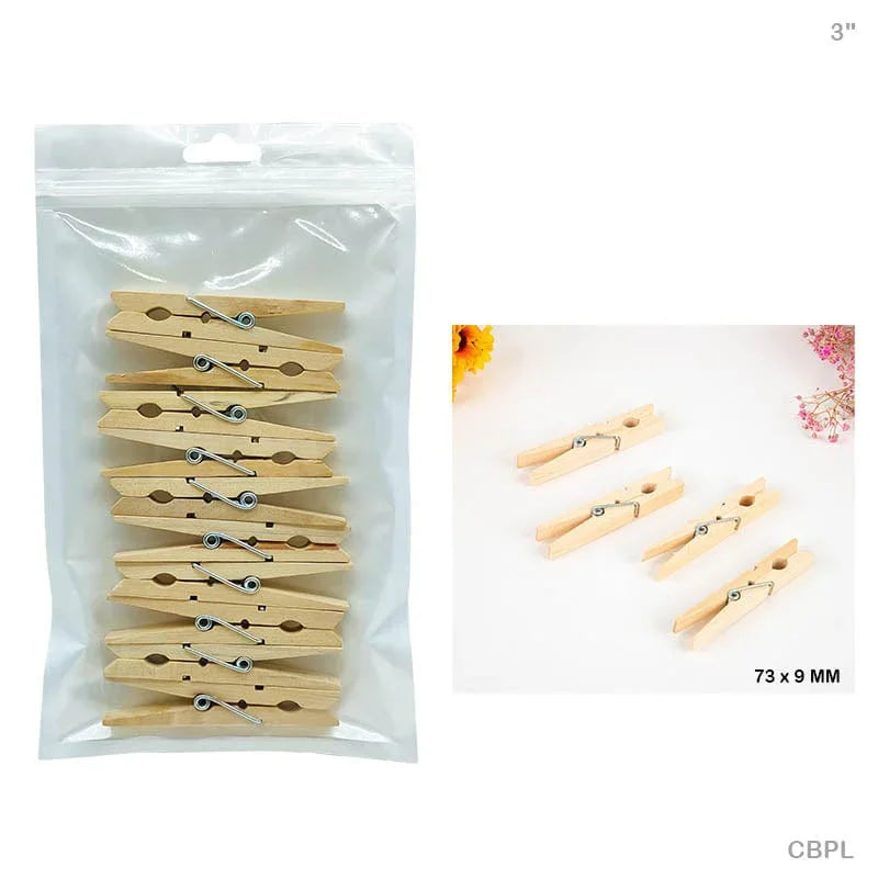 Clip 10Pc Big Plain 3" Wooden (Cbpl)