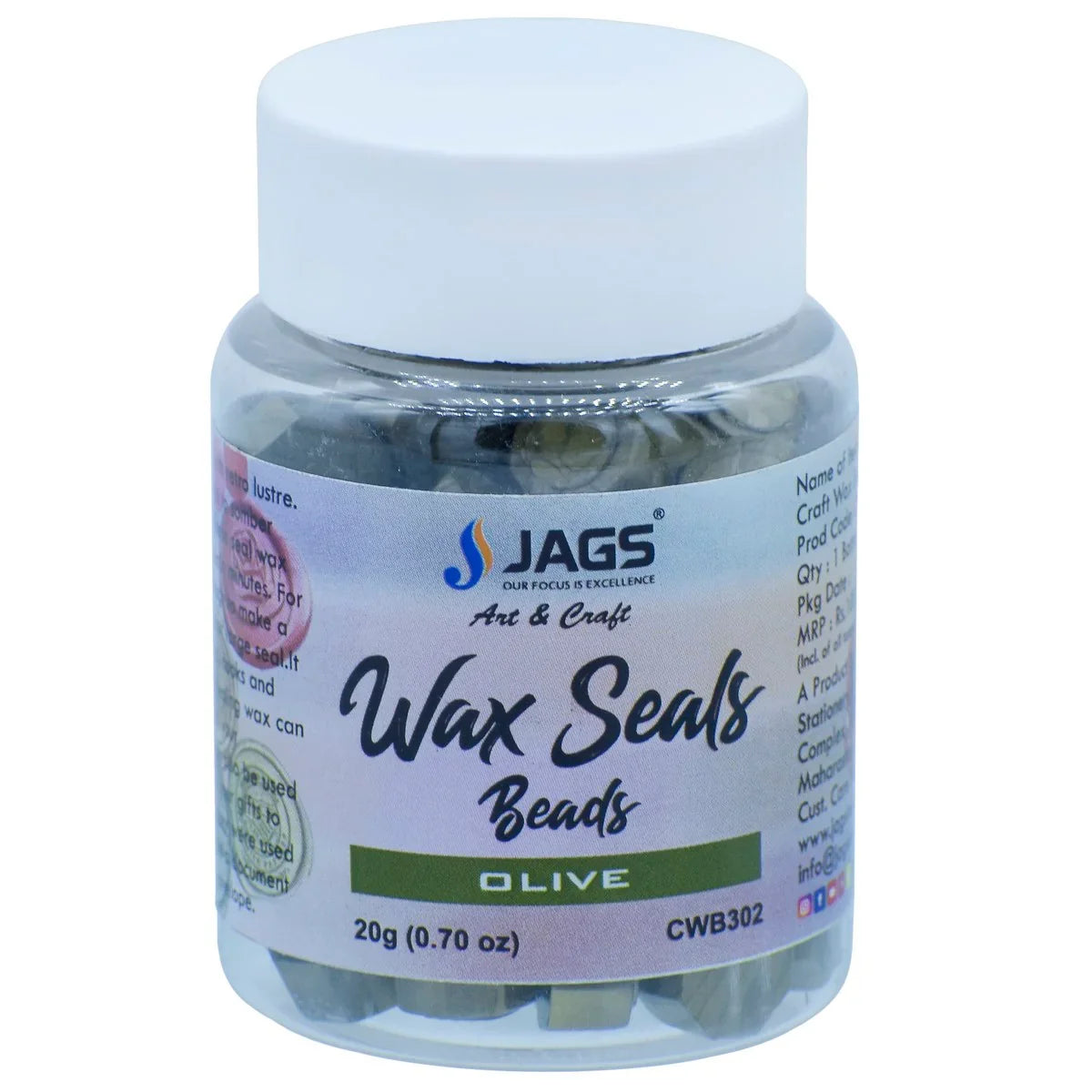 Jags Craft Wax Seal Beads 20Gsm Olive CWB302