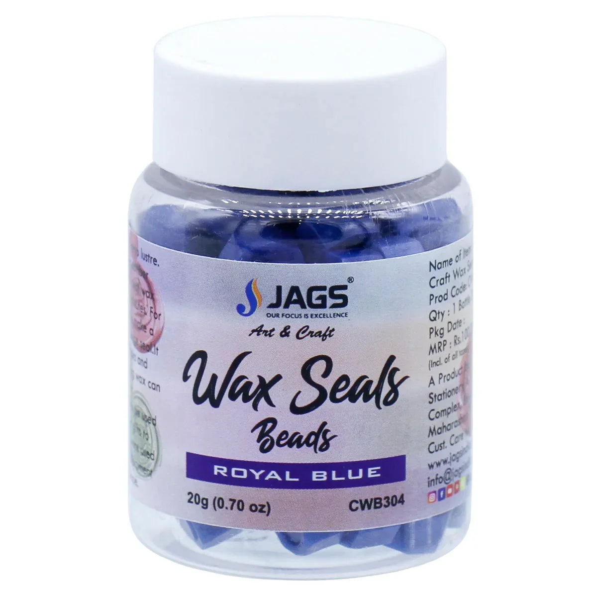 Jags Craft Wax Seal Beads 20Gsm Royal Blue CWB304
