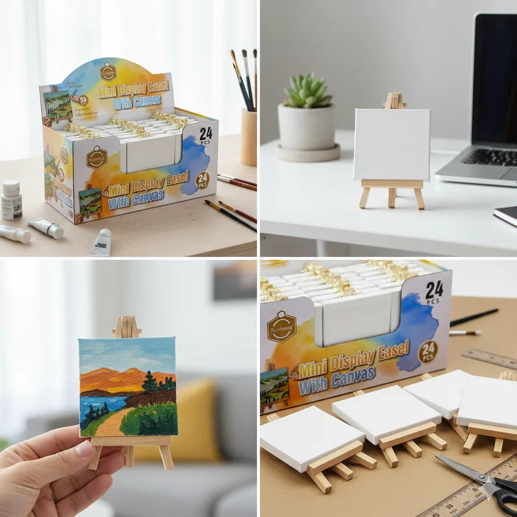 Mini Canvas And Easel White 10X10Cm 1010Tzm