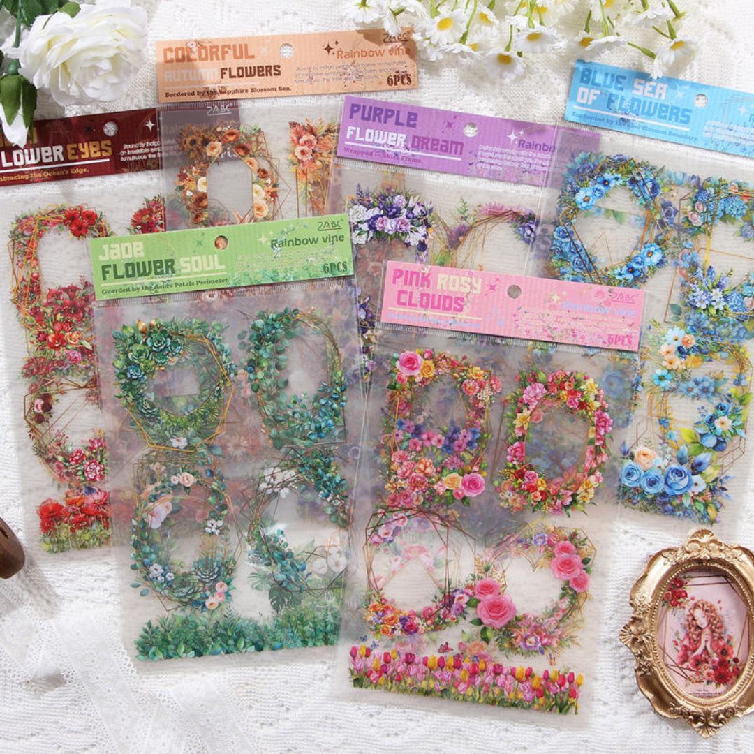 (  ) Vintage floral Frame Journaling sticker l Pack of 1 contains 6 sheets