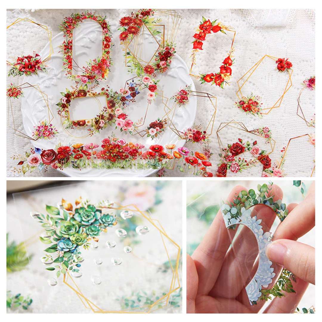 (  ) Vintage floral Frame Journaling sticker l Pack of 1 contains 6 sheets