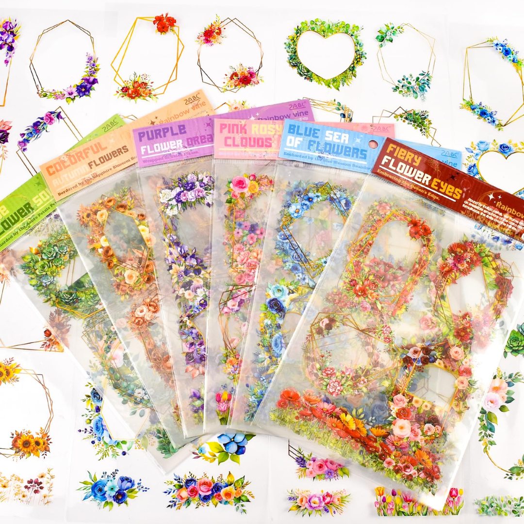 (  ) Vintage floral Frame Journaling sticker l Pack of 1 contains 6 sheets