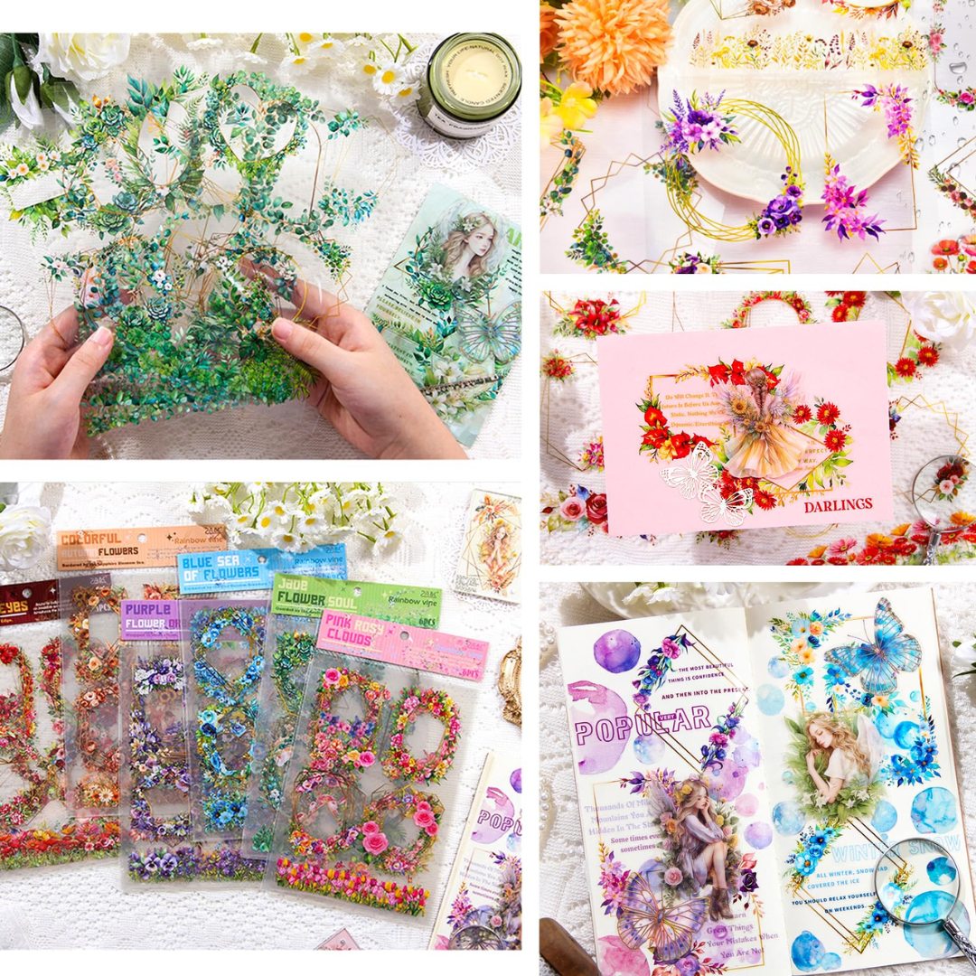 (  ) Vintage floral Frame Journaling sticker l Pack of 1 contains 6 sheets