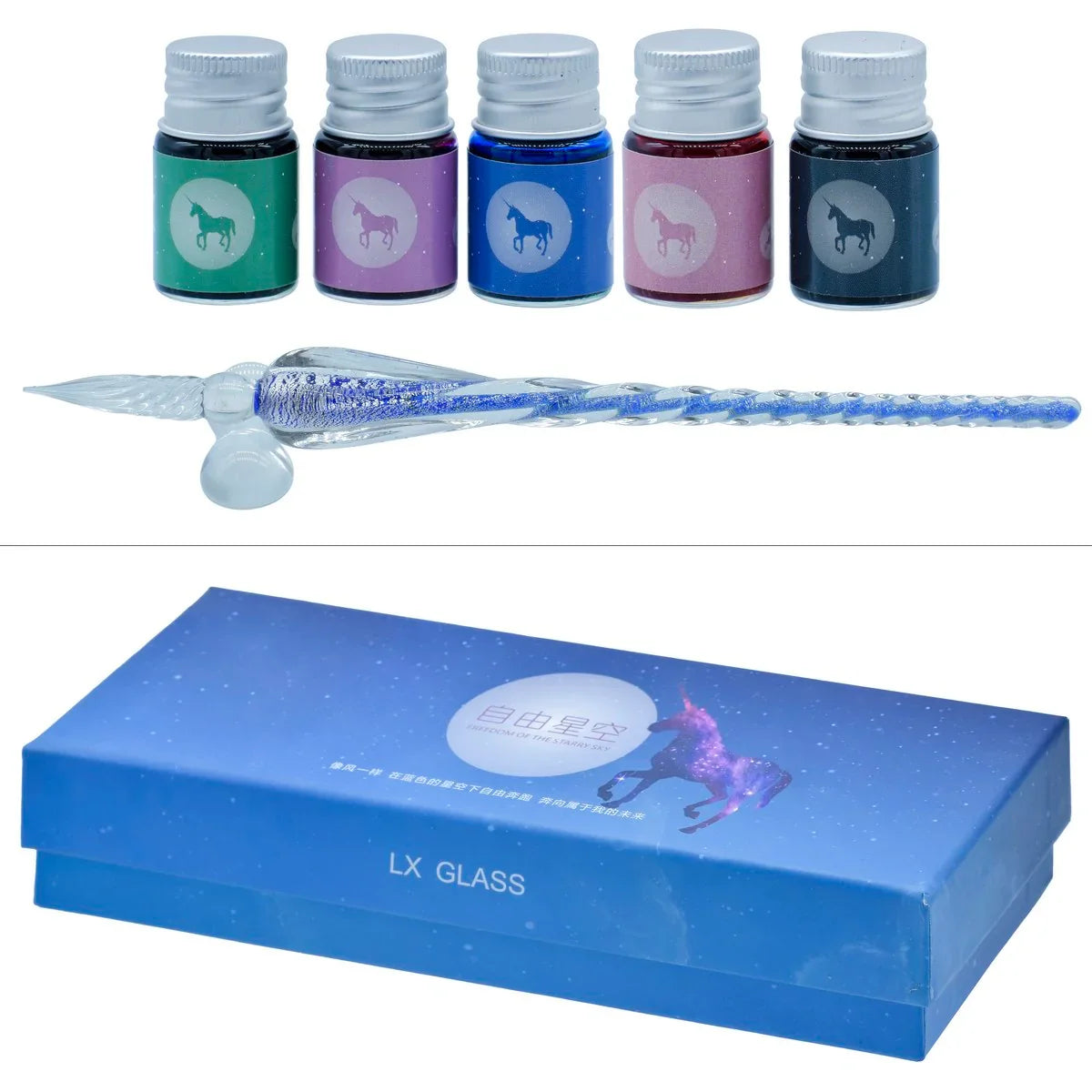 Crystal Fountain Pen Gift Box With 5 Pcs Ink JB19-B