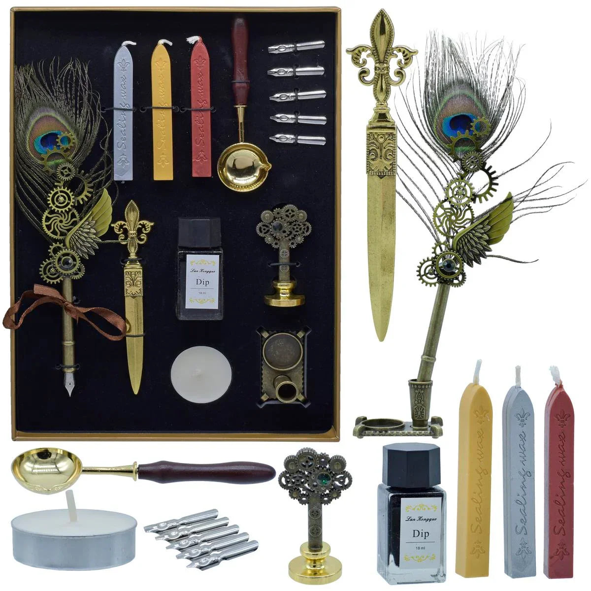 Feather Picok Fountain Pen Gift Box Set Of 15 Pics JB19-Q