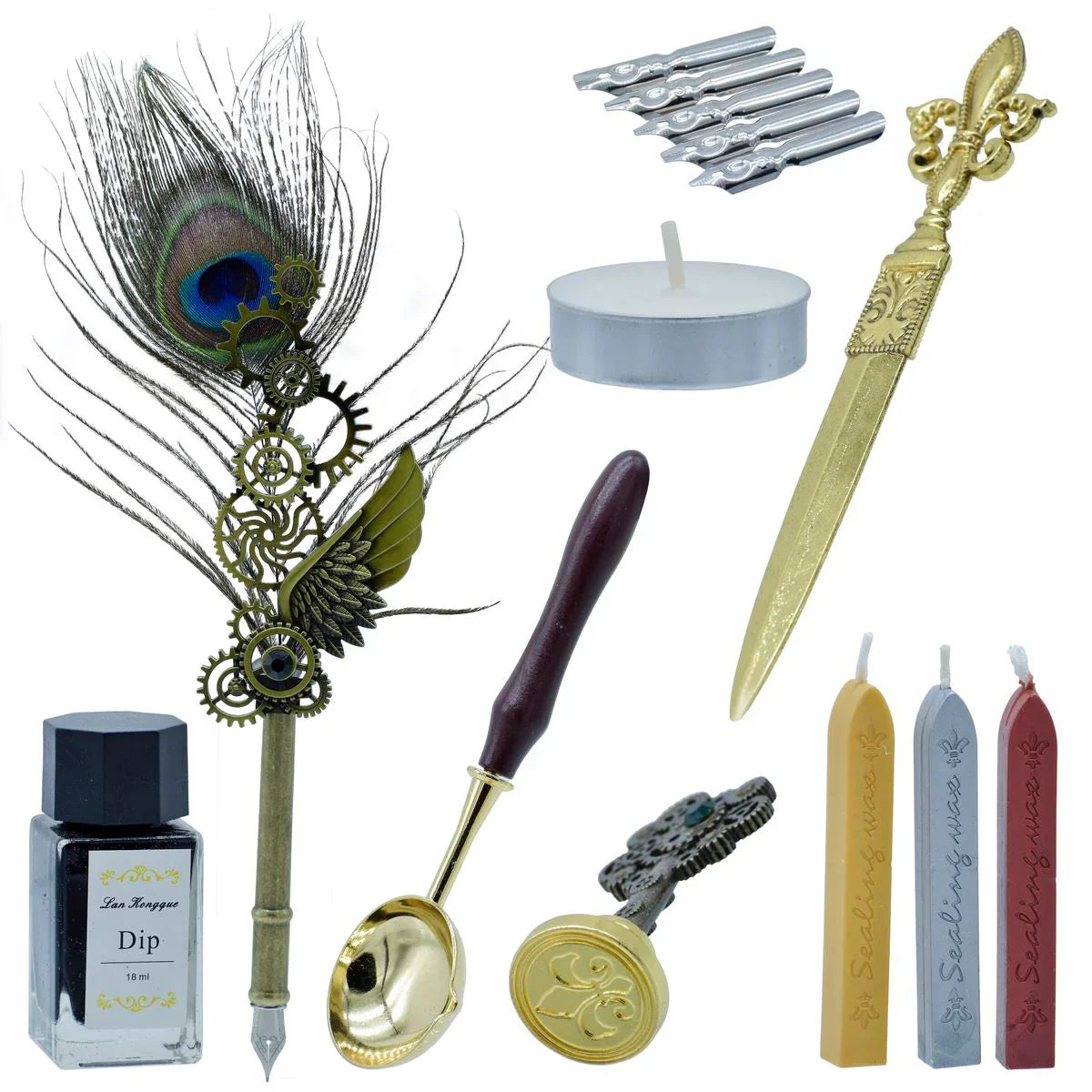 Feather Picok Fountain Pen Gift Box Set Of 15 Pics JB19-Q