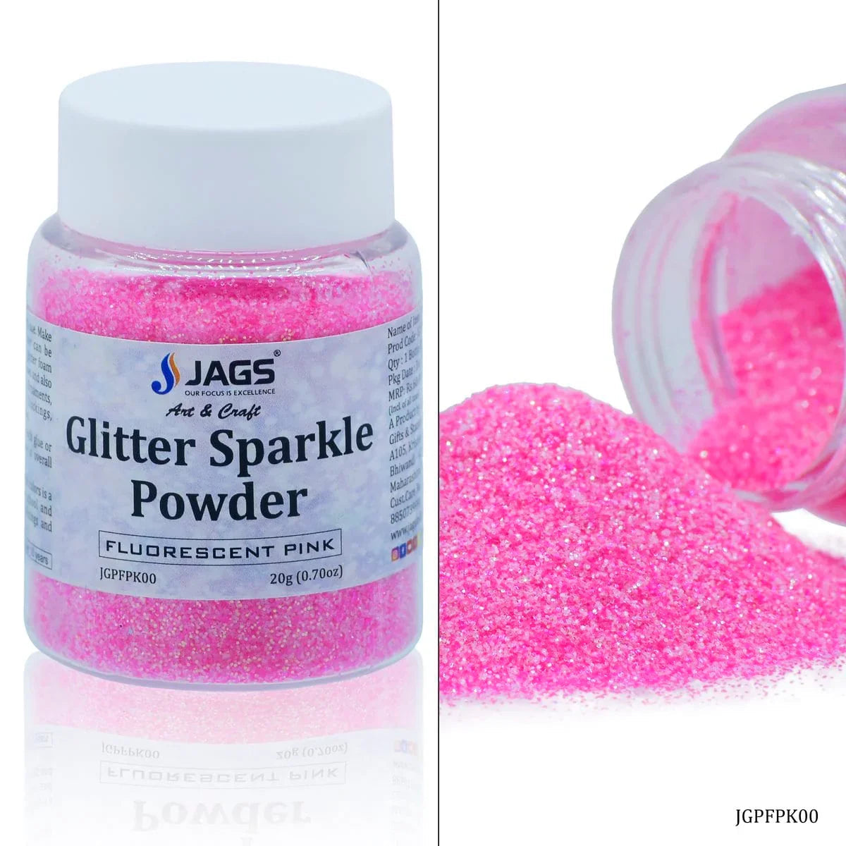 Jags Glitter Powder Flouresnt Pink 20gm JGPFPK00