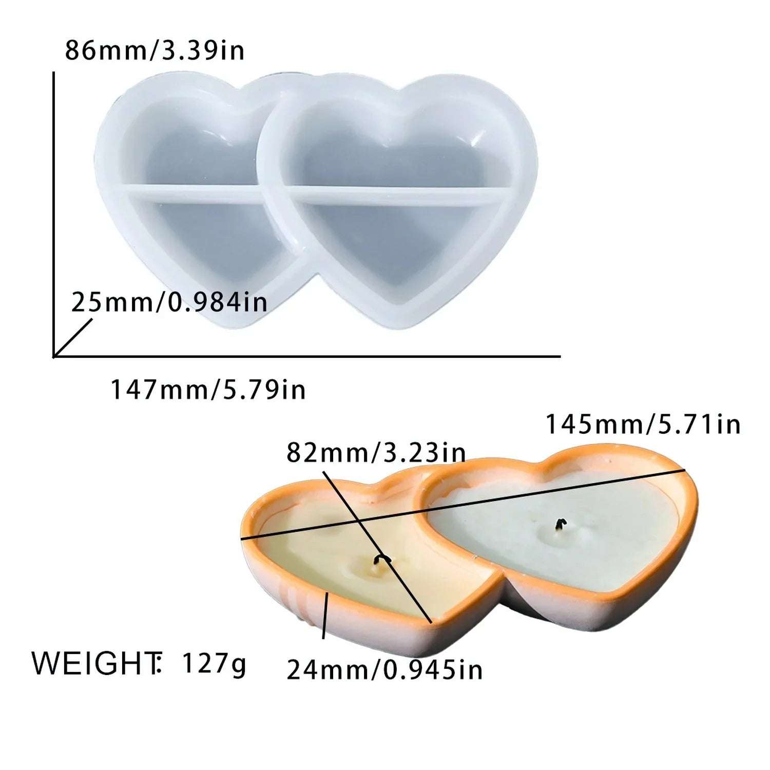 Jags Silicone Mould Heart Candle Port JSM1