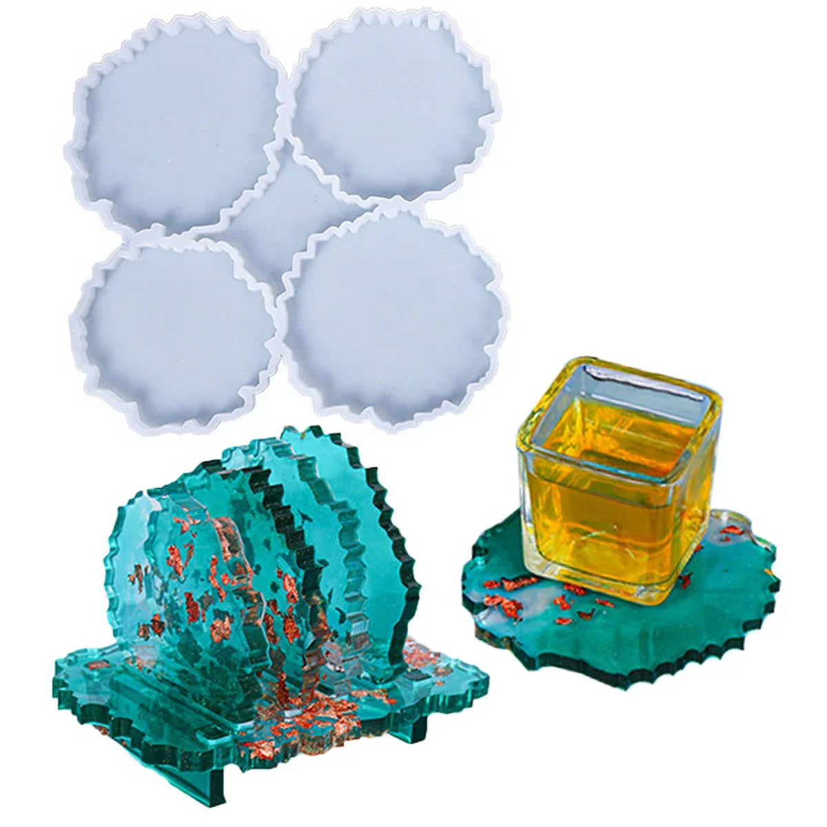 Jags Silicone Mould Aged Coaster 4in1 JSM88