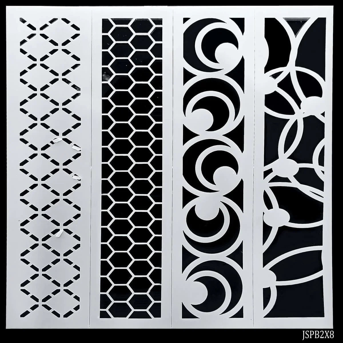 Jags Stencil Plastic Border 4in1 2x8 Inch JSPB2X8