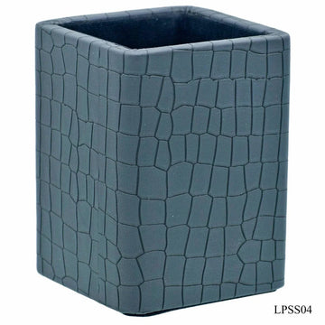 Leather Pen Stand Square Crocodile Greay Tumbler LPSS04