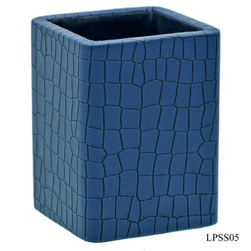 Leather Pen Stand Square Crocodile Blue Tumbler LPSS05