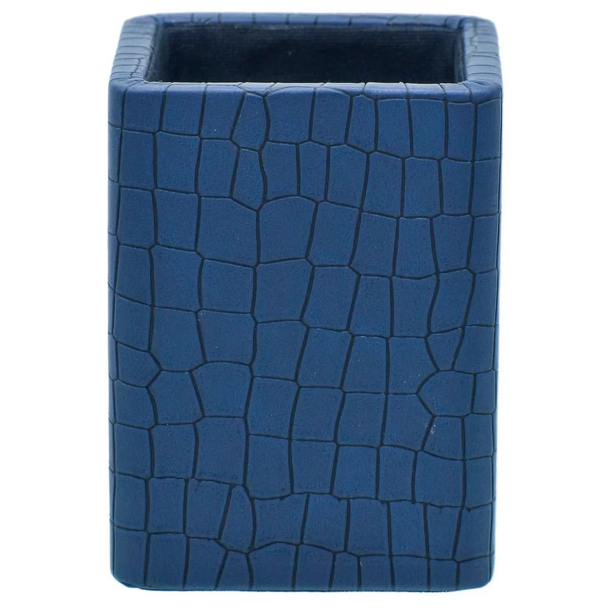 Leather Pen Stand Square Crocodile Blue Tumbler LPSS05