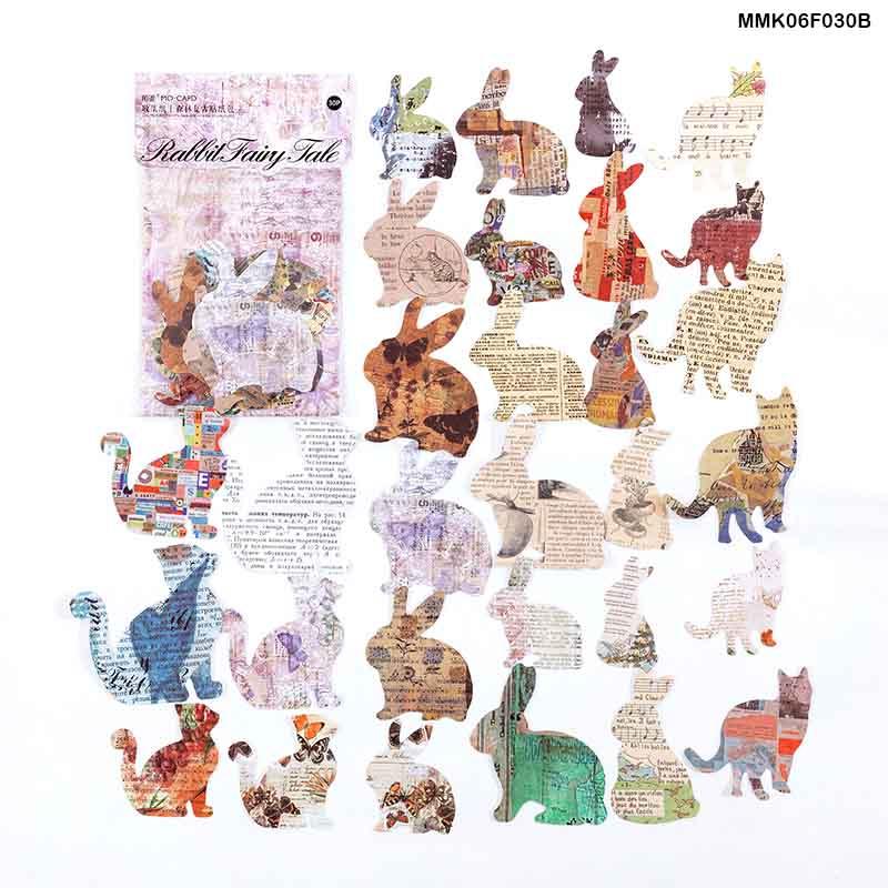 Mmk06F030B Paper Cutout Sticker Rabbit Fairy Tale