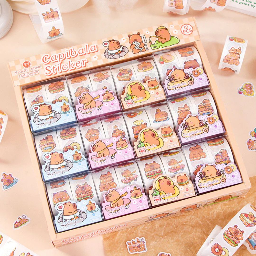Cute Capybara Sticker roll l Pack of  1 contains 2 roll l 2.8 cmx2.9 cm