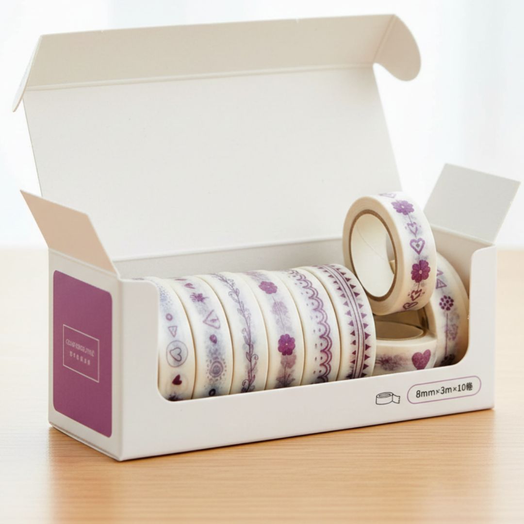 Premium Border washi Tape Color Series Style l Pack  of 10 tapes