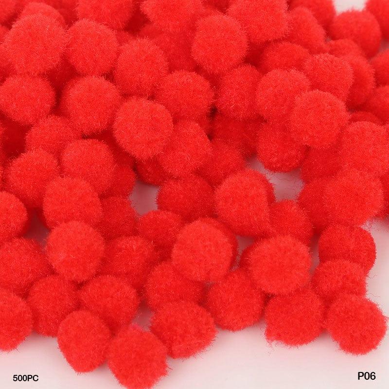 Pompom Plain Midium 2Cm Red 500Pc (P06)