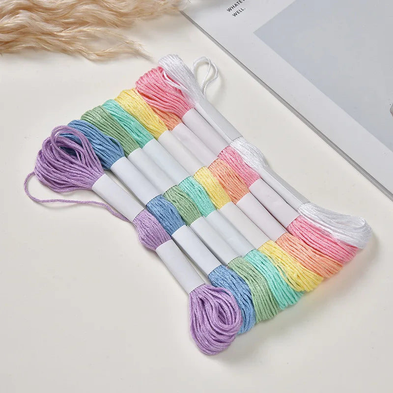 Threads Soft Cotton Mix Colours l 8 Meters each l  Pack of 1 contains 12 threads