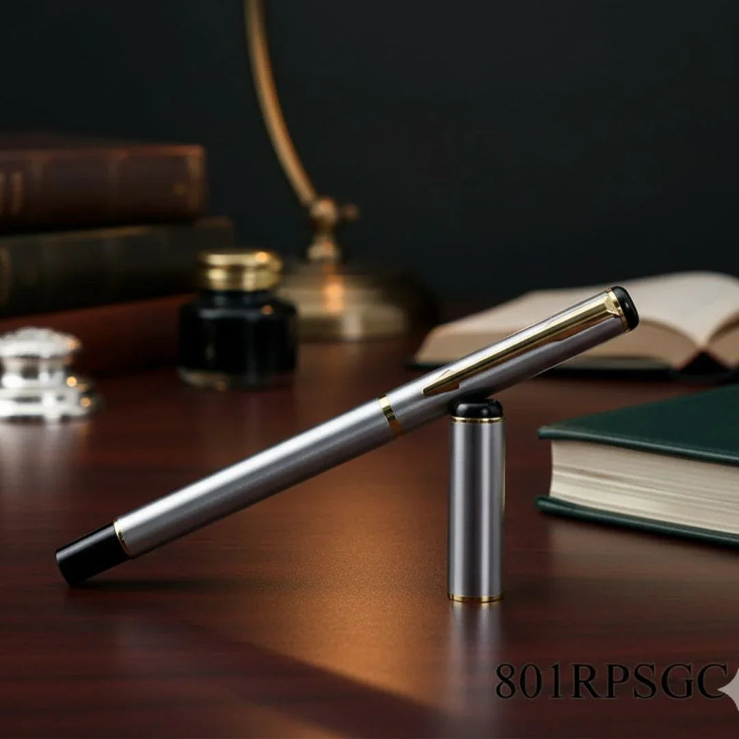 Roller Pen Silver Body Golden Clip 801RPSGC