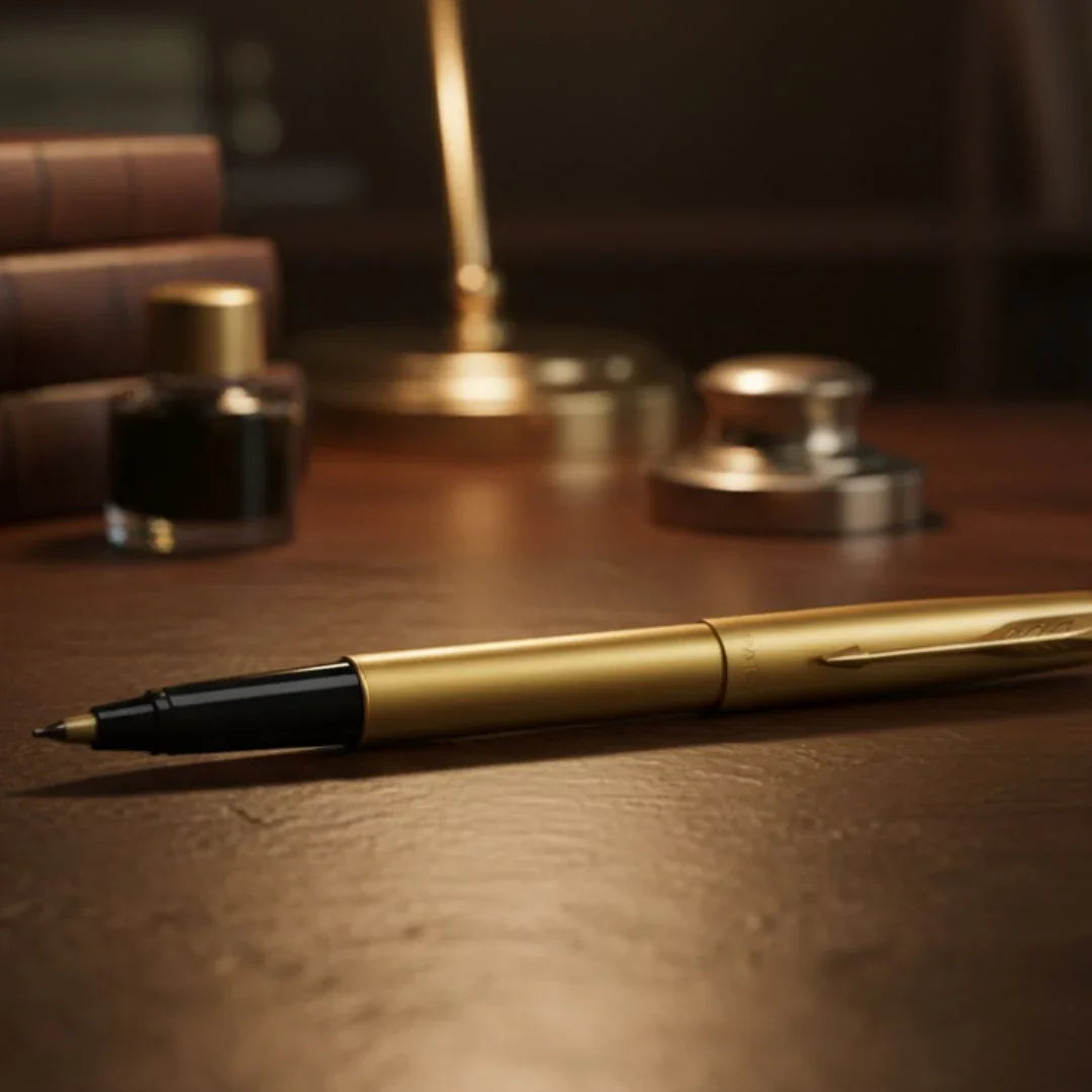 Roller Pen Silver Body Golden Clip 801RPSGC