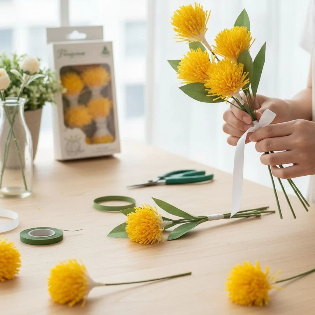 Artificial Flower Polons Pack Of 5 Rice Yellow AFP3-YW