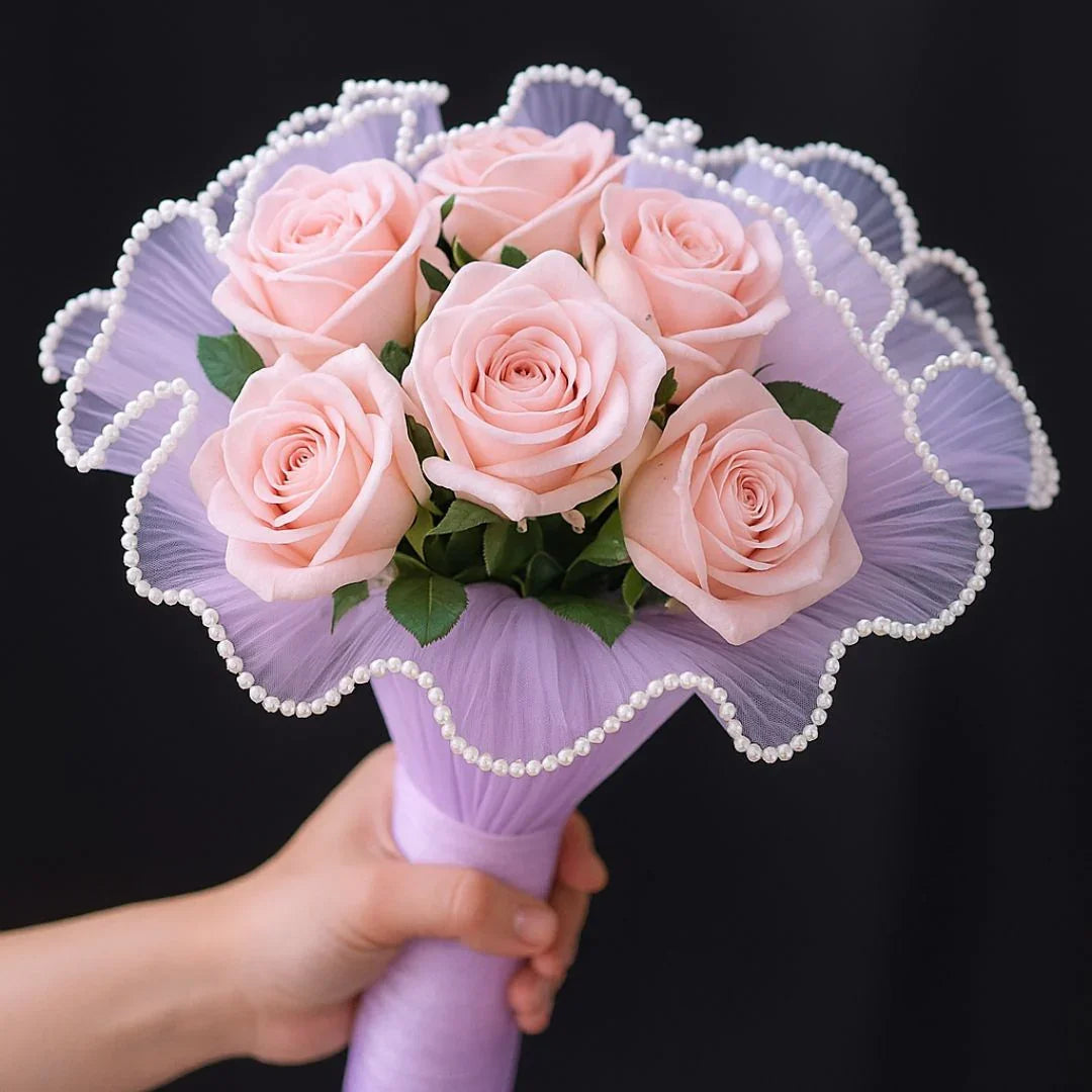 Mg2513A Purple Wrapping Paper Net Wrinkled With Pearl