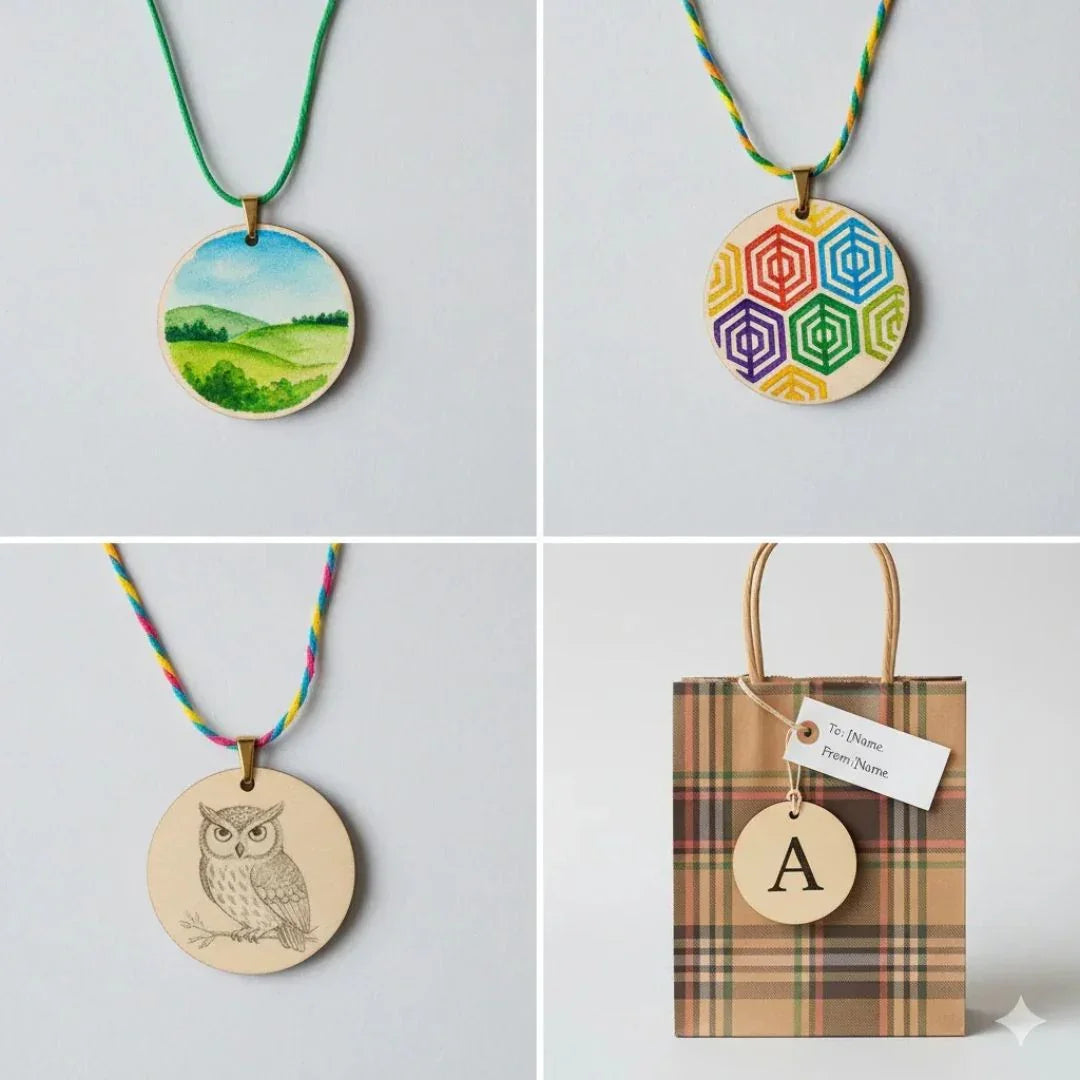 Decorative Wooden Pendant Plain Small 10pc DWB25MM