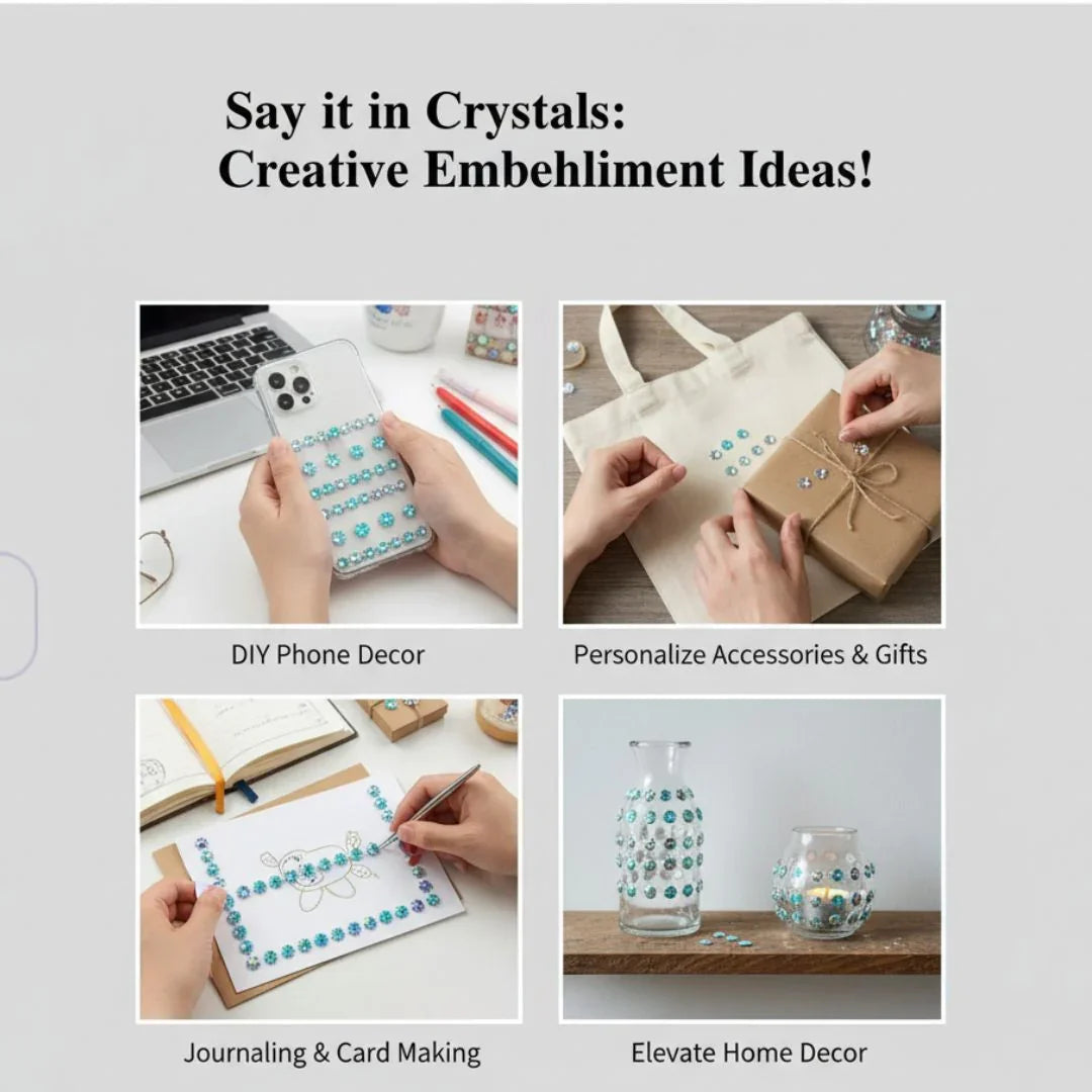 Mg24613 Gem Stones Stay Crystal Flower1 Strip Sticker