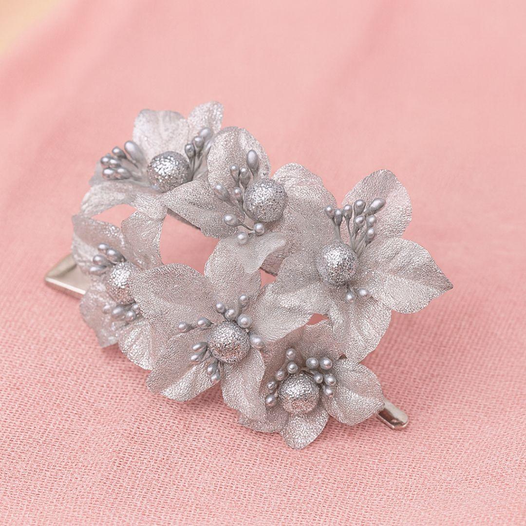 Mg23-1S Cloth Flower Silver 60Pc