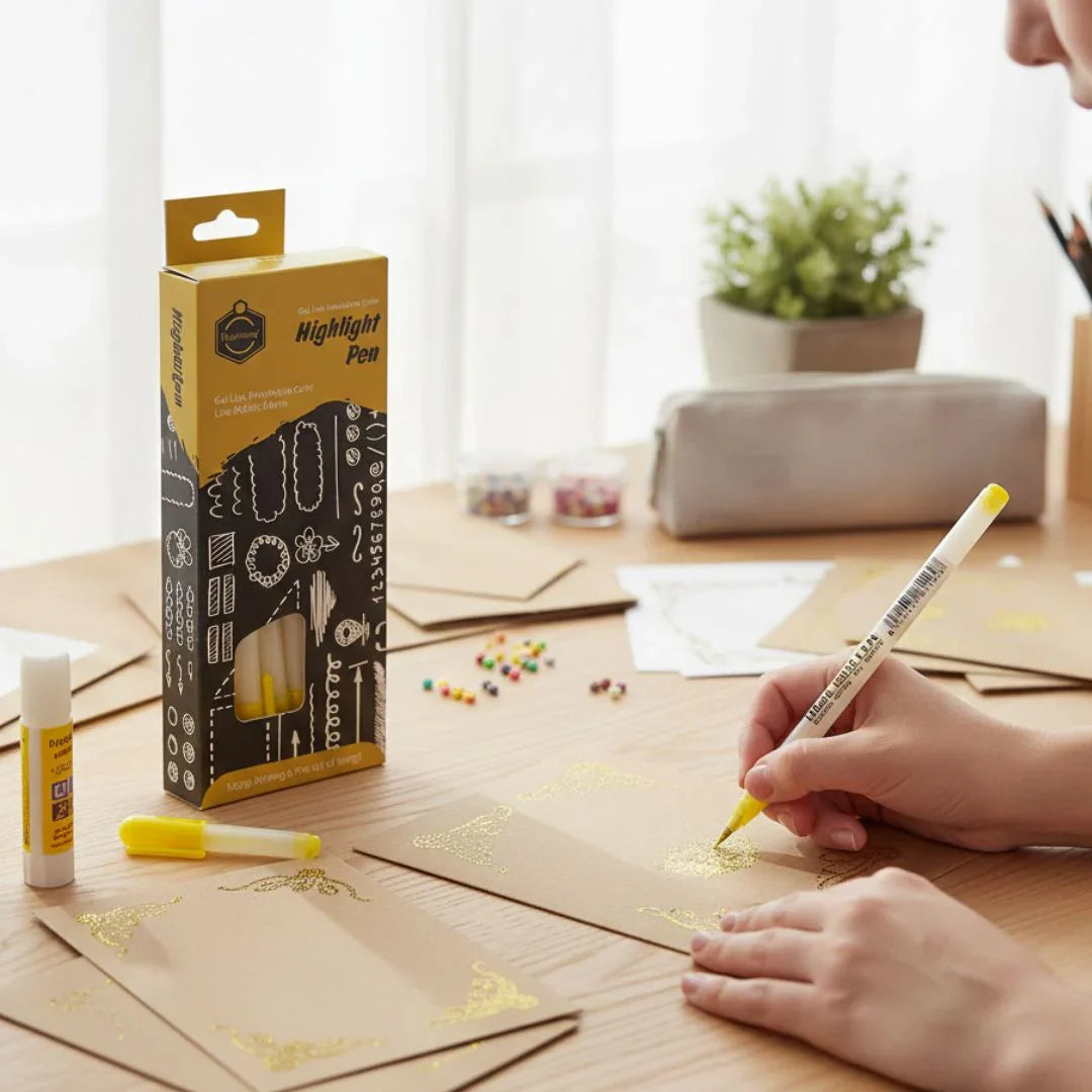 E043012G 12Pcs Highlight Pen Gold 0.8Mm