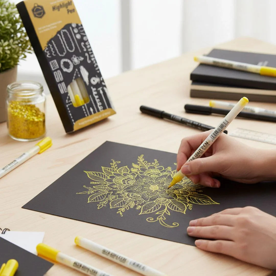 E043012G 12Pcs Highlight Pen Gold 0.8Mm