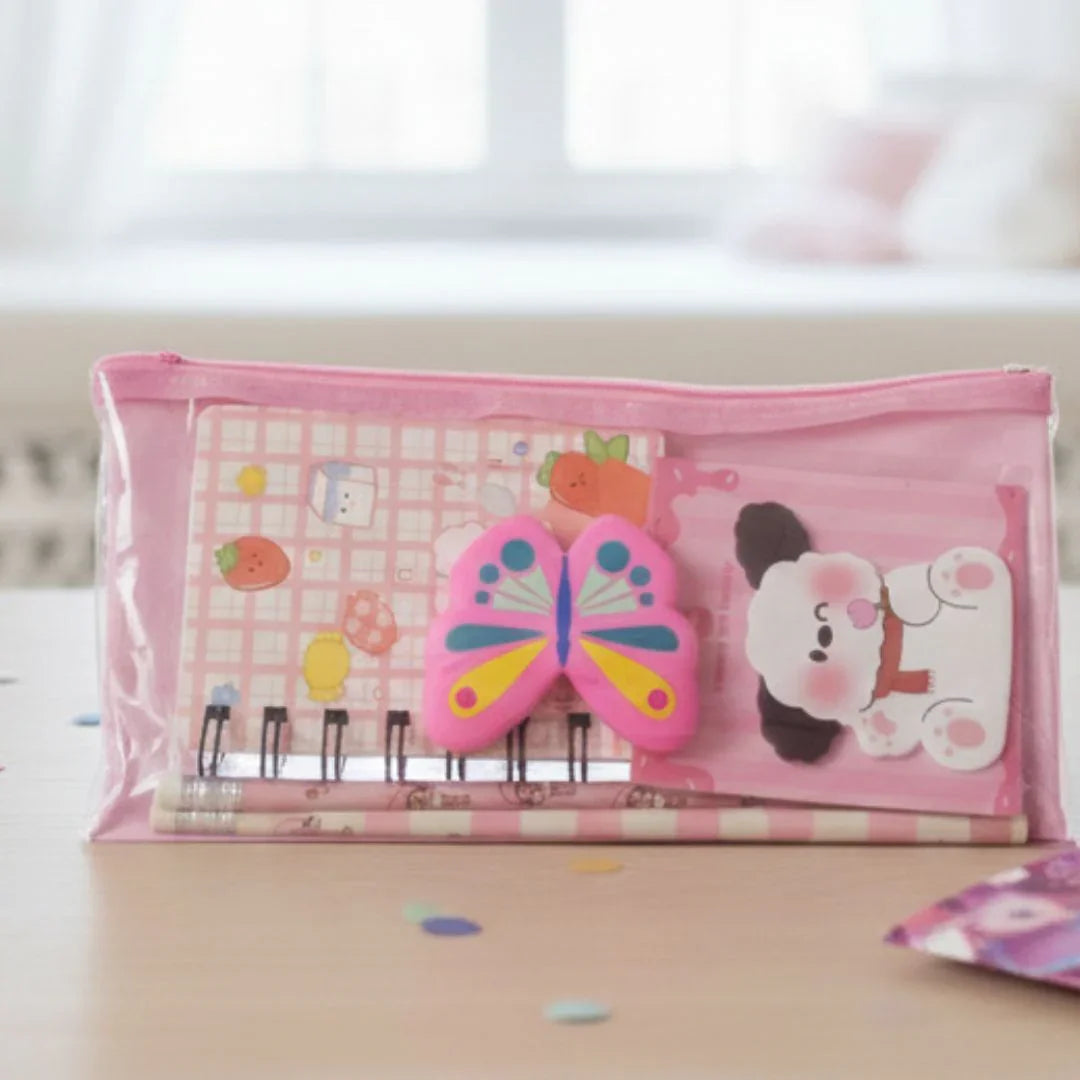 Cute kawaii Butterfly Stationary Set with pouch  | Pack of 1