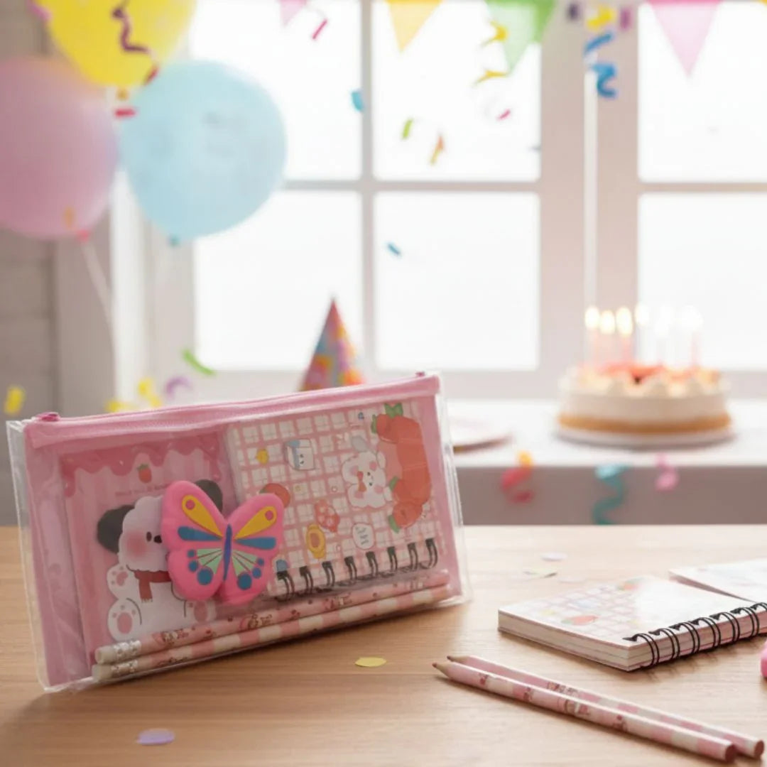 Cute kawaii Butterfly Stationary Set with pouch  | Pack of 1