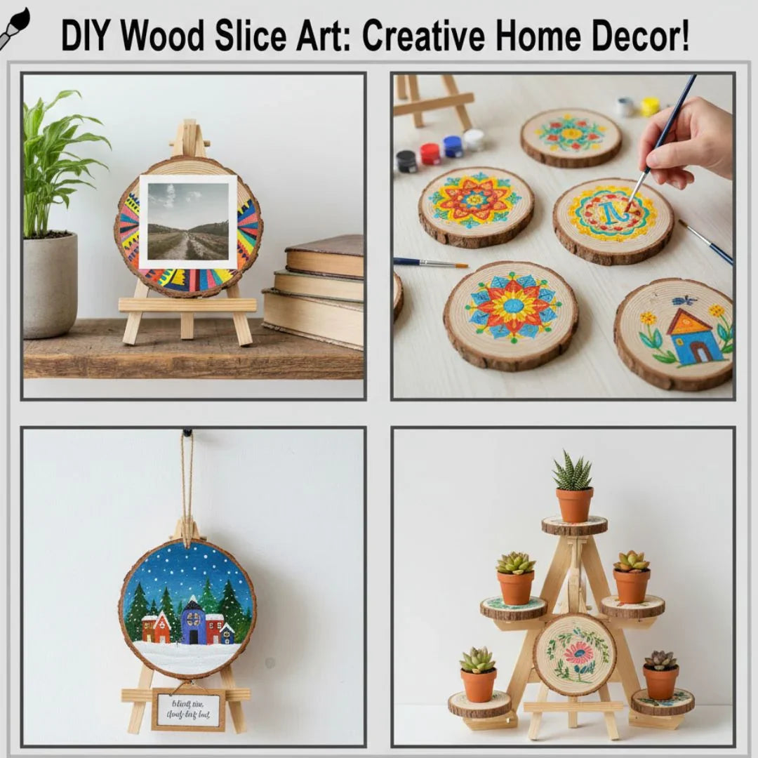 Wooden Painting Logs 4Inh With Easel Raw-3054