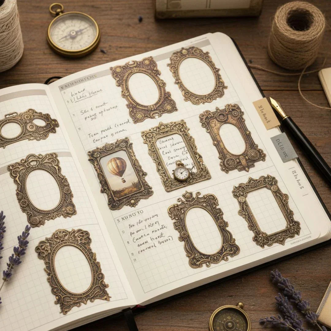 Mg022-0613 The Mechanical Age Frame Deco Sticker 10Pc