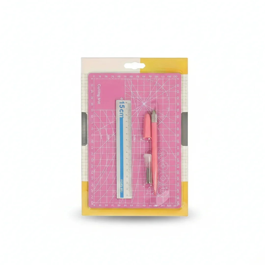 Essential Craft Tools Combo Kit: A5 Cutting Mat, Precision Knife & Steel Ruler