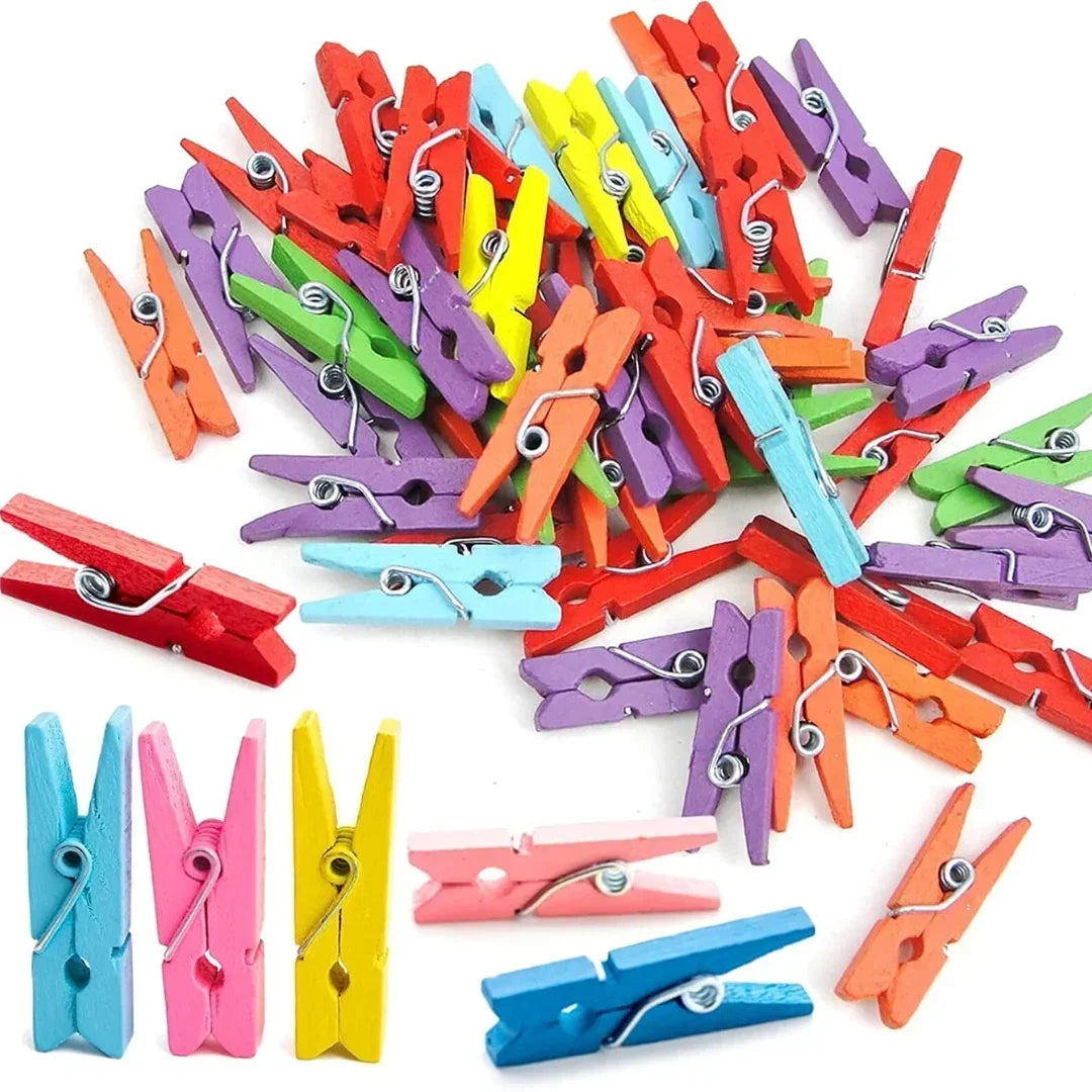 Clip 50Pc Mini Color 1" Wooden (Cmicl)