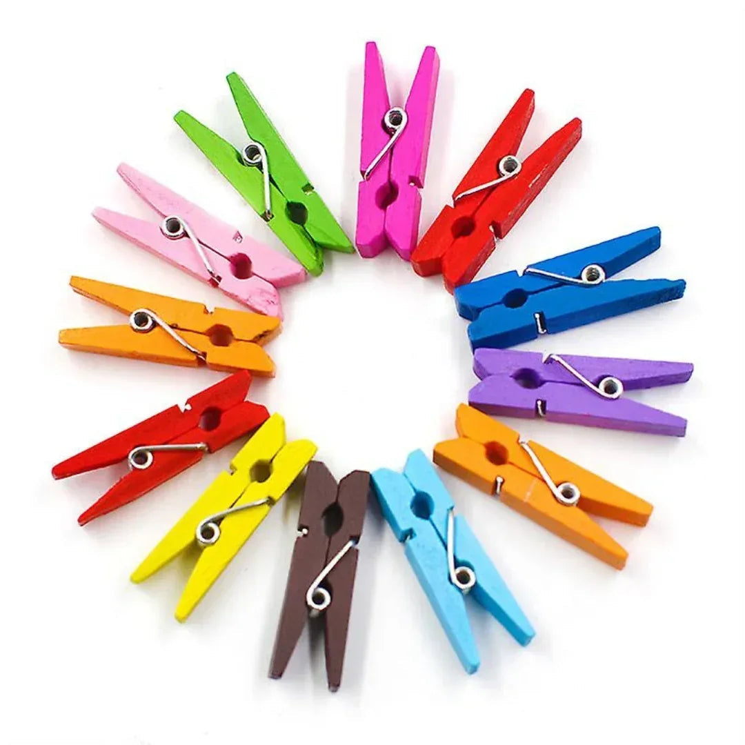 Clip 50Pc Mini Color 1" Wooden (Cmicl)