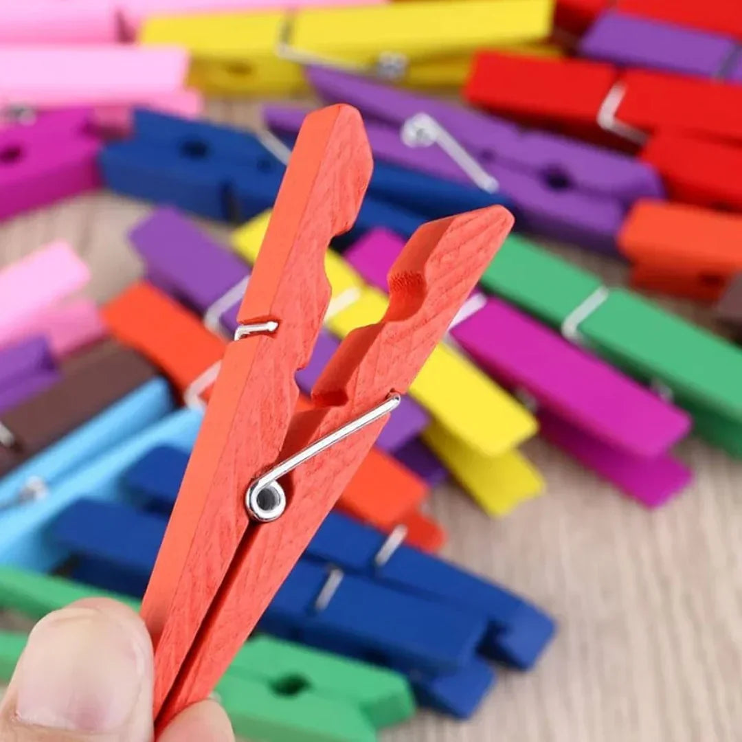 Clip 50Pc Mini Color 1" Wooden (Cmicl)