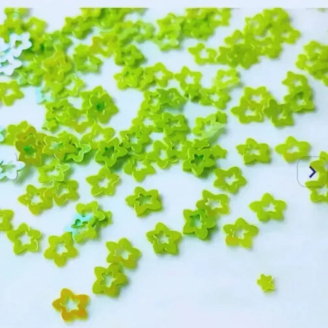 Qs10D Star Flower 7Mm Green 10Gm Sequins