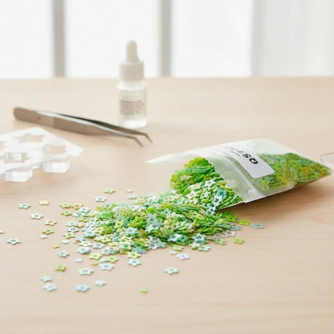 Qs10D Star Flower 7Mm Green 10Gm Sequins