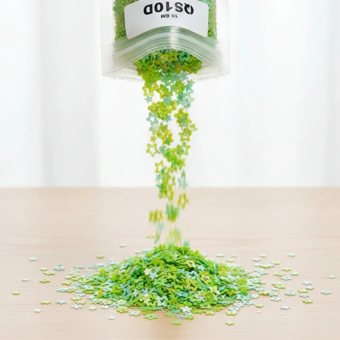 Qs10D Star Flower 7Mm Green 10Gm Sequins
