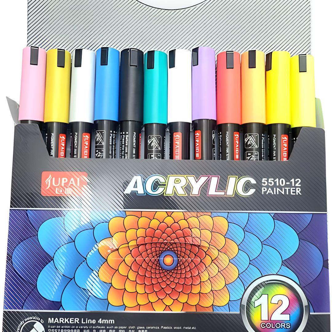 Acrylic marker 12 shades | Chrome shades | German Ink Pack of 1