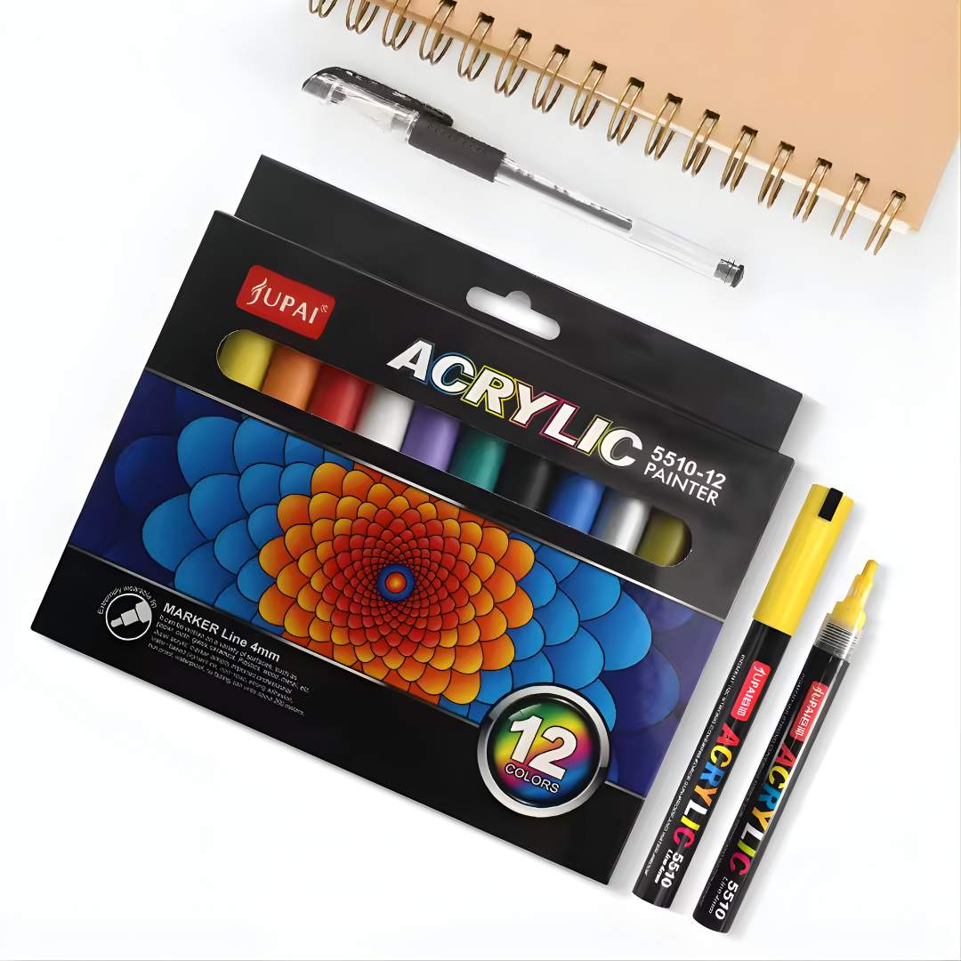 Acrylic marker 12 shades | Chrome shades | German Ink Pack of 1