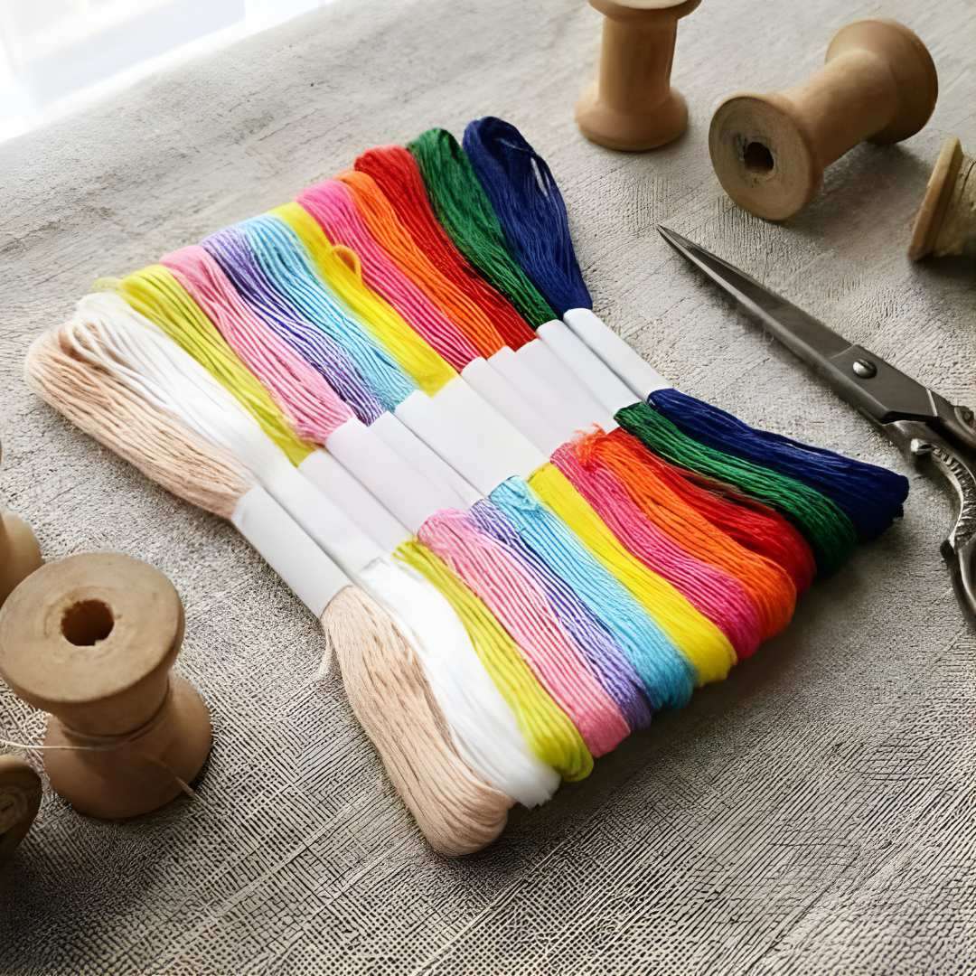 Threads Soft Cotton Mix Colours l 8 Meters each l  Pack of 1 contains 12 threads