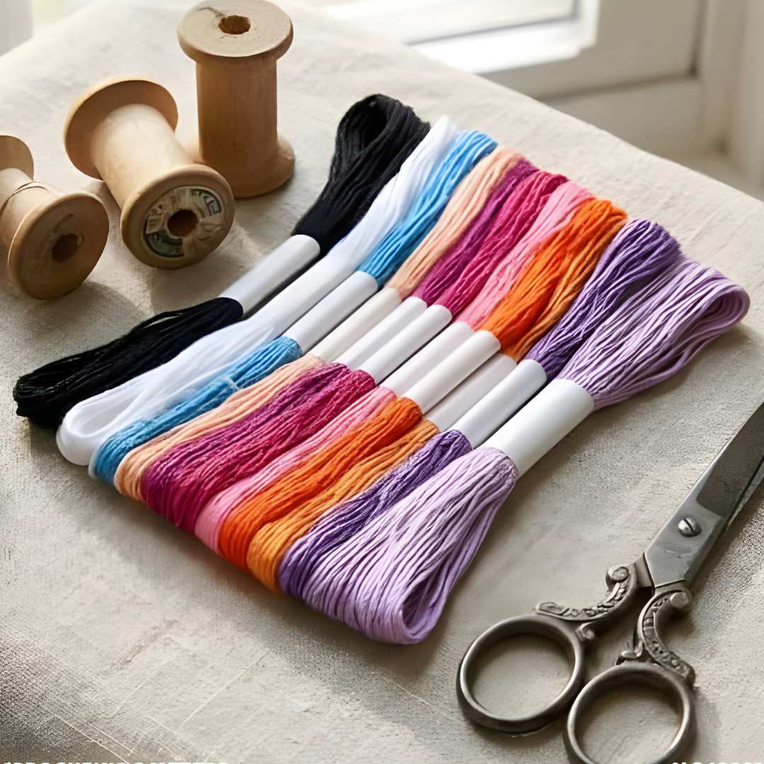 Threads Soft Cotton Mix Colours l 8 Meters each l  Pack of 1 contains 12 threads